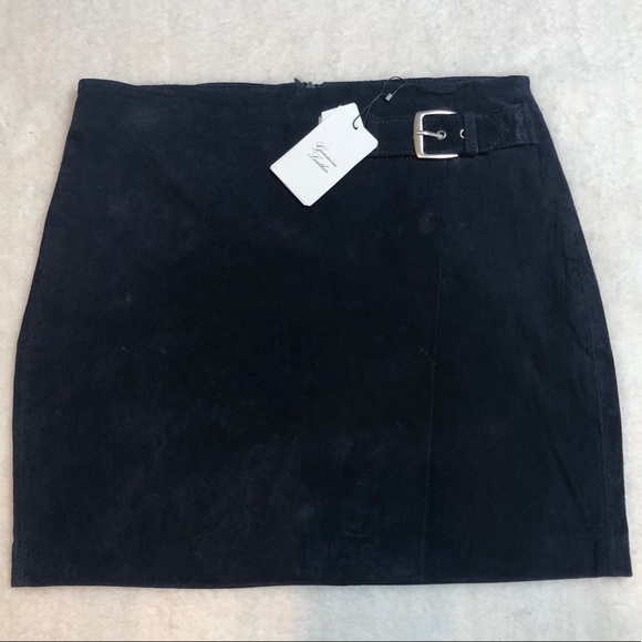 🔥HOST PICK MANGO SUEDE Navy Blue SUEDE Skirt NWT